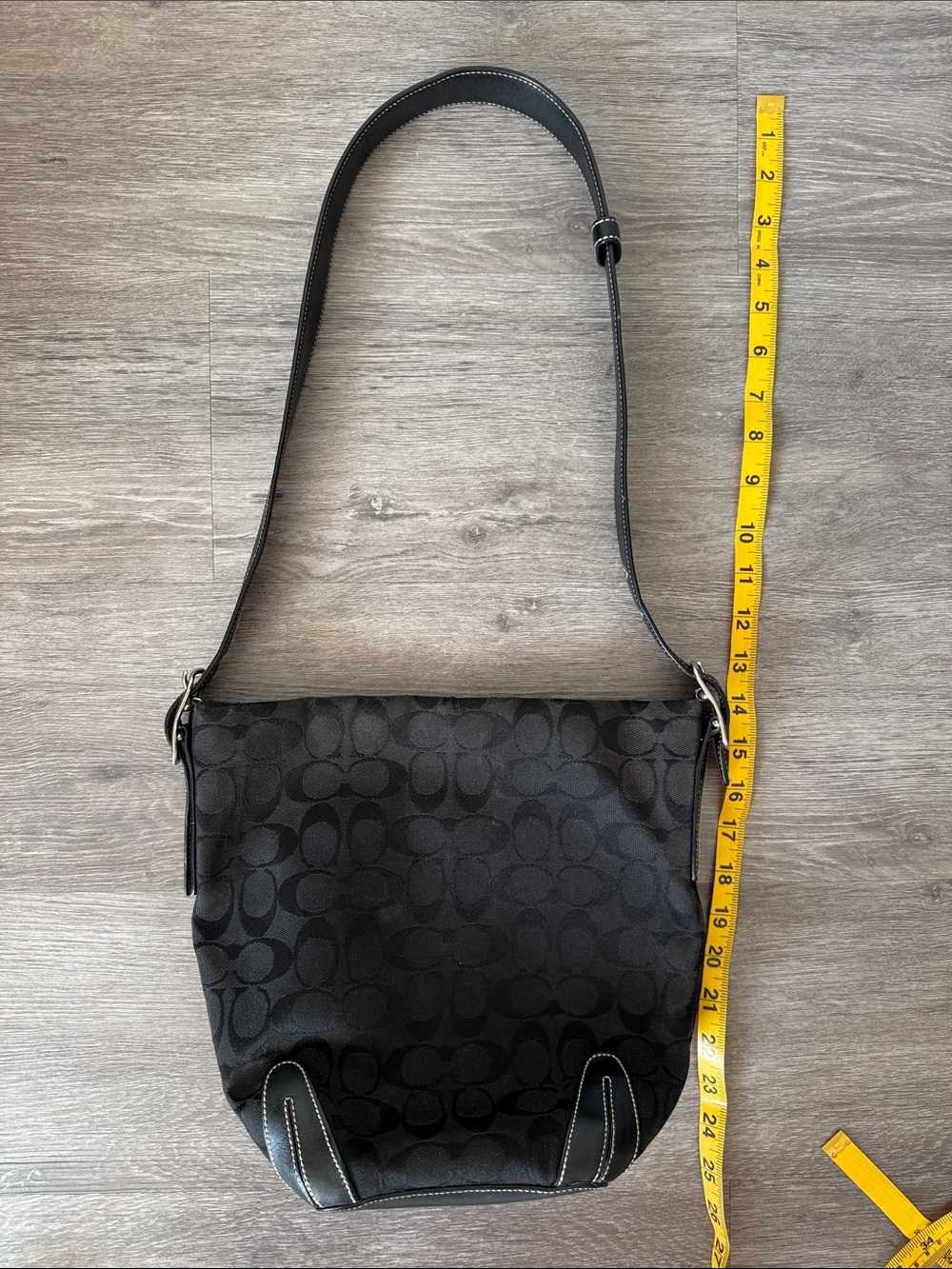 Coach Black Signature Jacquard Logo Shoulder Bucket Bag - Picture 8 of 12